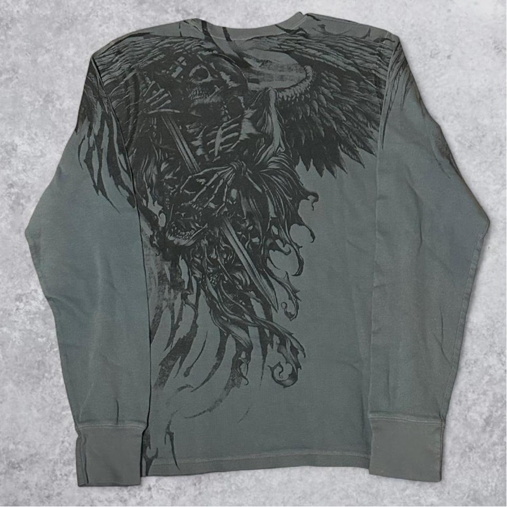Y2K Grunge Affliction Style Xtreme Couture Reaper Long Sleeve Shirt - Size XL! - Picture 4 of 4
